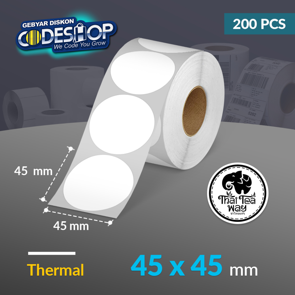 

Codeshop Label Bulat Thermal 45 x 45 mm 1 Line Stiker Minuman Gelas Printer Barcode Isi 200 Pcs