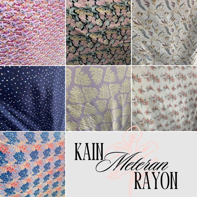 kain rayon viscose premium motif meteran bahan gamis daster mukena baju anak