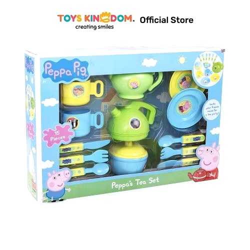 Peppa Pig Original Playset Tea Toys Kids Toy Set Mainan tea time piring mangkok makan pasaran anak