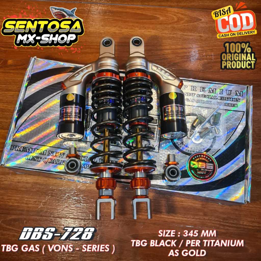 SHOCK BELAKANG TABUNG ATAS FUNGSI DBS 728 VONS SERIES 345MM AS GOLD NMAX OLD / PCX150 / RX-KING / KA