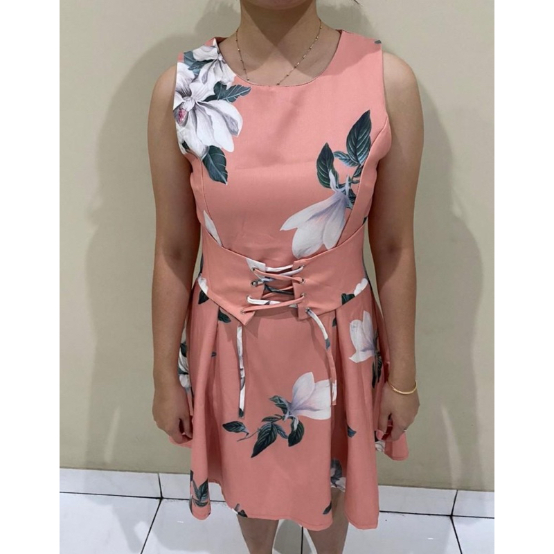 dress pink bunga PRELOVED