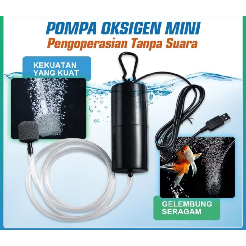 Mini Aerator USB Portable Akuarium Air Pump Pancing Pompa Oksigen Airator