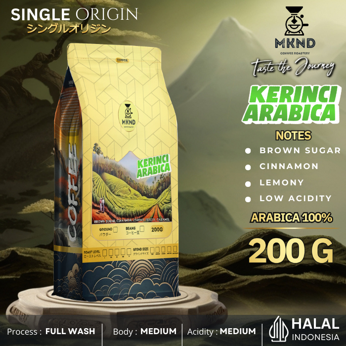 

MKND COFFEE ROASTERY - Arabika Kerinci 200gr Singgel Origin | Biji Kopi | Manuwal Brew | Medium Roast