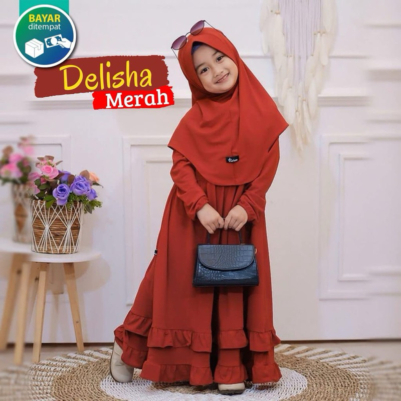 Baju Gamis Anak Perempuan Premium / Gamis Anak Perempuan Terbaru Usia 1-12 Tahun Baju Gamis Delisha