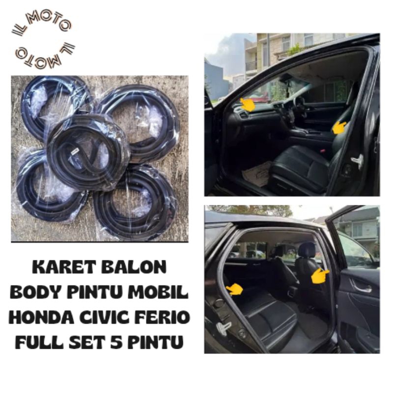 KARET BALON PEREDAM PINTU BAGIAN BODY HONDA CIVIC FERIO FULL SET 5 PINTU