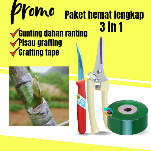 PAKET GRAFTING LENGKAP GRAFTING TOOL TANAMAN PITA GRAFTING TAPE GUNTING DAHAN PRUNING LANCIP PISAU O
