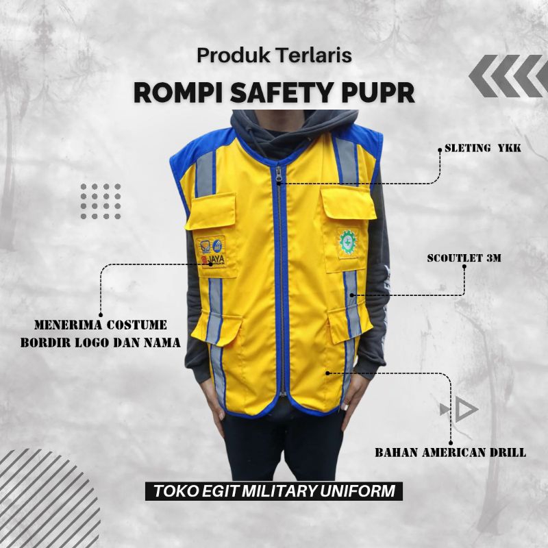 Rompi PUPR rompi safety coustum bordir satuan
