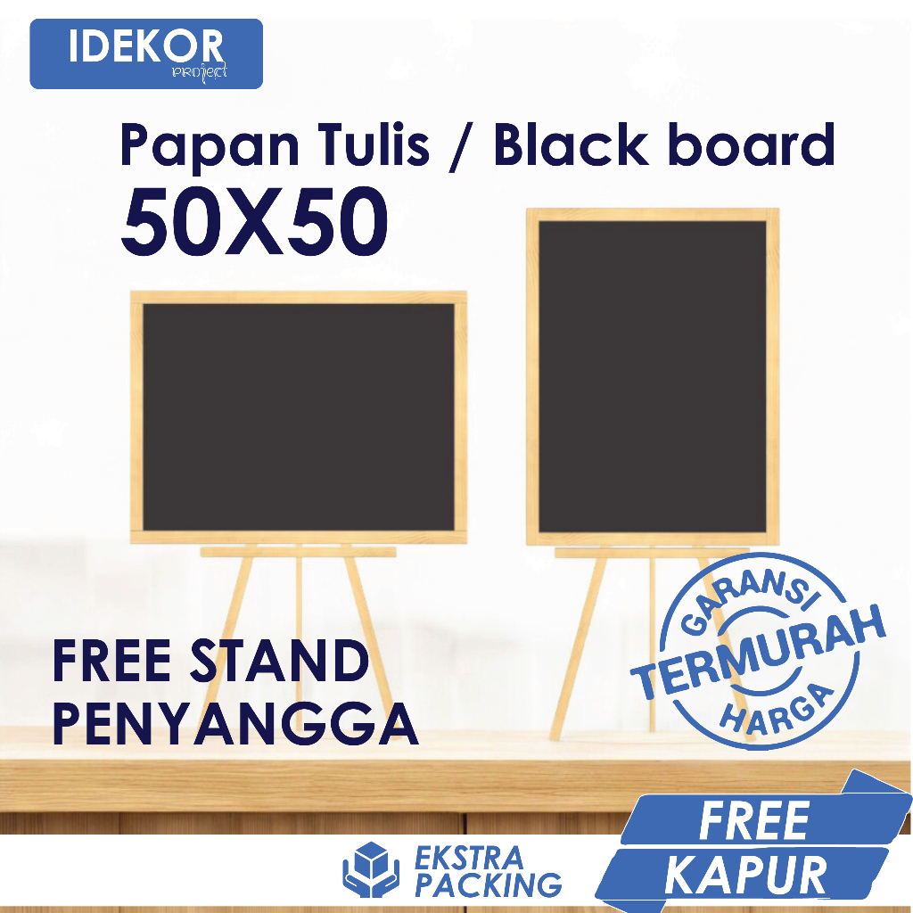 

Papan Tulis Kapur Hitam Blackboard Chalkboard 50X50 cm Kayu Jati Belanda