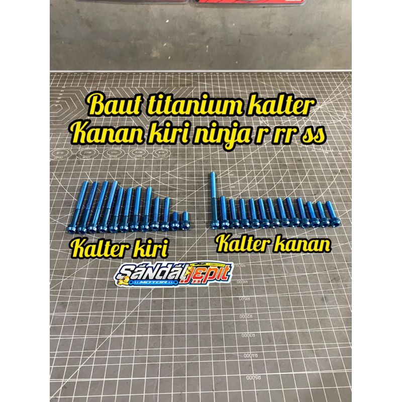 BAUT TITANIUM KALTER KANAN KIRI NINJA R RR SS BAUT TITANIUM BLOCK MESIN NINJA R RR SS BAUT TITANIUM 