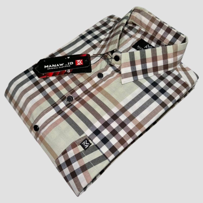 Kemeja Kasual Pria Motif Kotak-Kotak Lengan Pendek Kemeja Printing Motif Kotak-Kotak Kemeja Kotak Pr