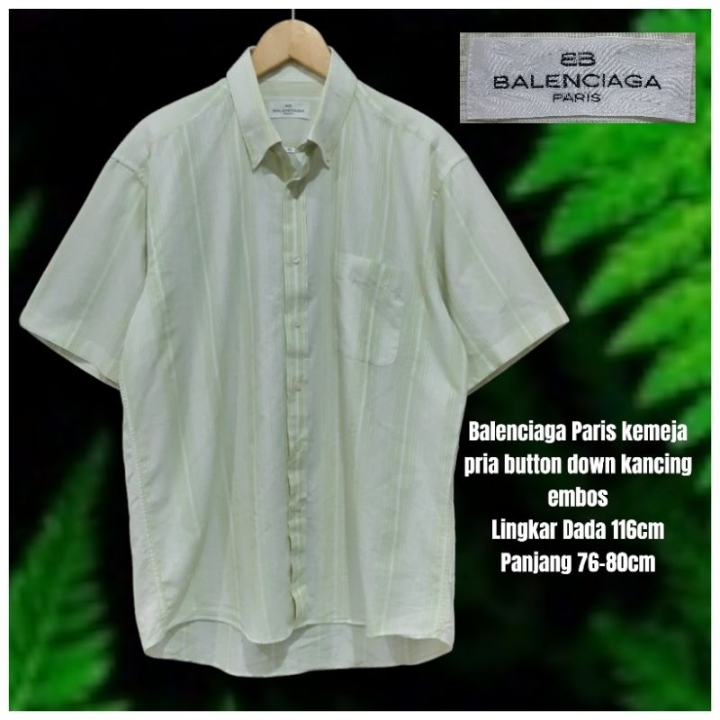 Balenciaga Paris kemeja pria button down kancing embos
