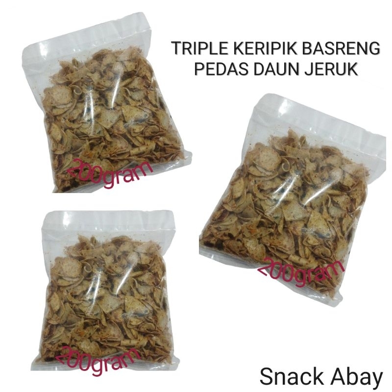 

Keripik Basreng Pedas Daun Jeruk Isi Produk Triple 200gram