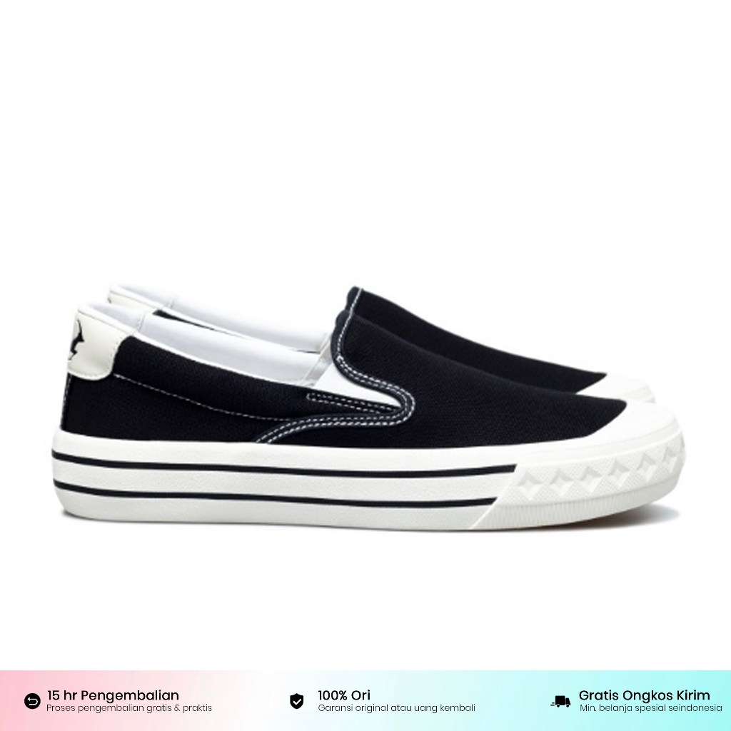 Compass Slip On Retrograde Black