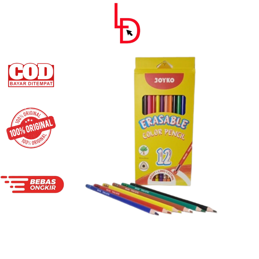 Joyko Erasable Color Pencil 12 / Pulas Joyko Hapus / Pensil Warna Joyko Dapat dihapus