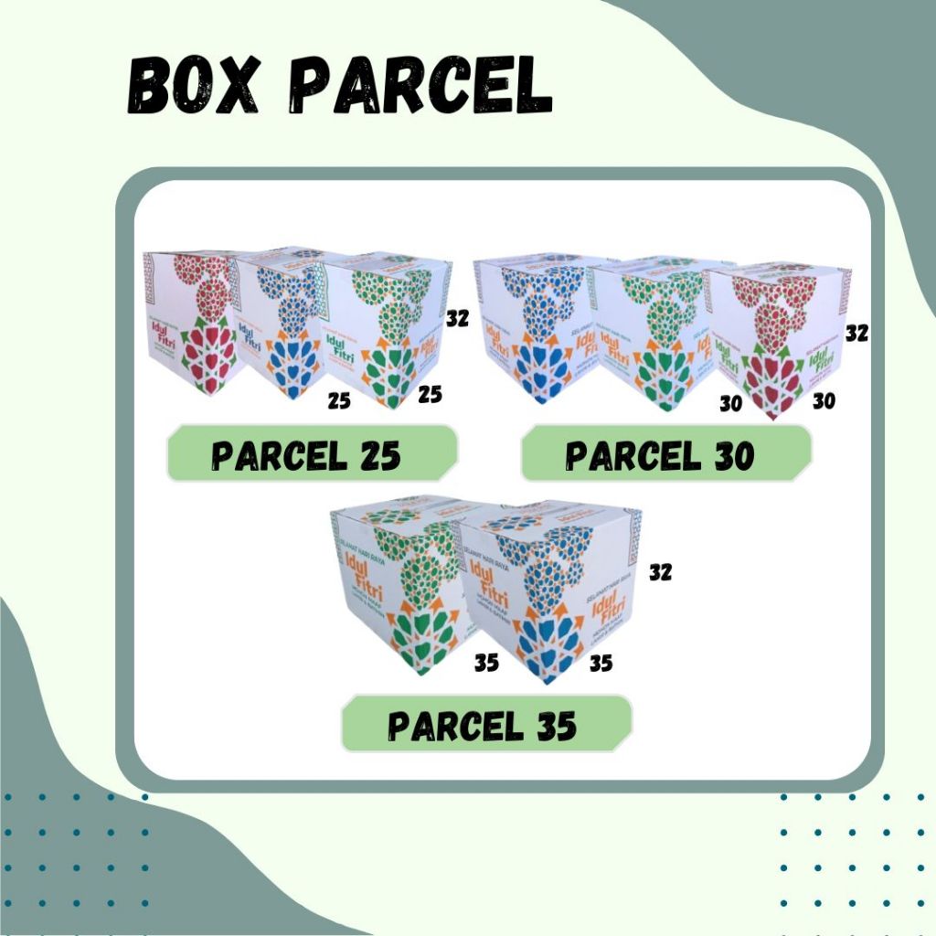 

Kardus Parcel 40x25x32 / 35x35x32 / 30x30x32 / 25x25x32 / 31x25x24 Kardus/ Dus Packing/ Box Parcel / Box Lebaran/Dus Parsel Ied idul Fitri/Paket Sembako/Bingkisan sembako/hampers/eid mubarak