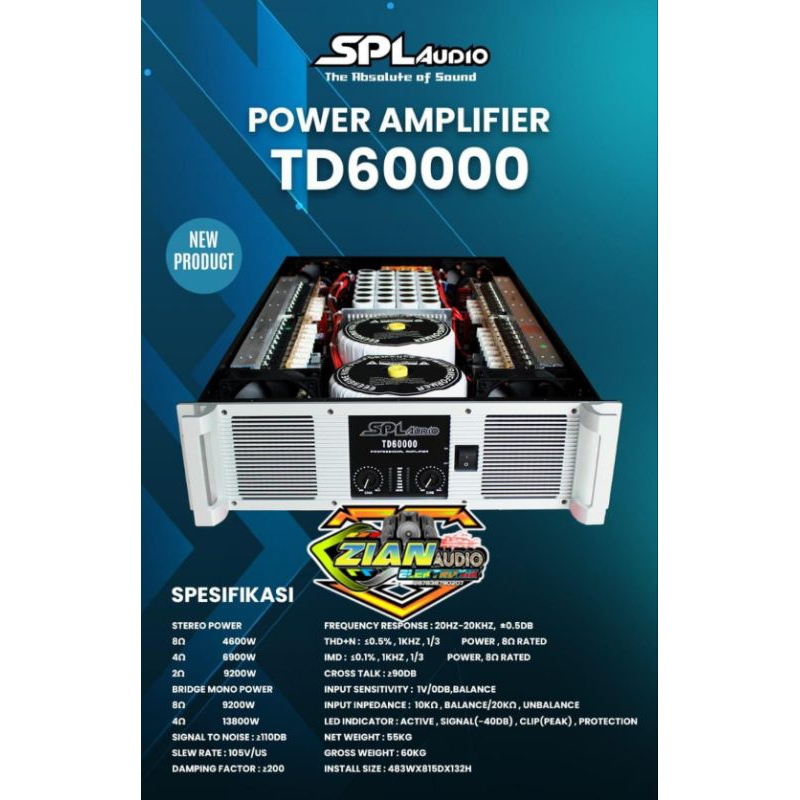 SPL Audio Power Amplifier 2 Channel TD 60000 Original 2x4600watt TD class(Bonus kaos)