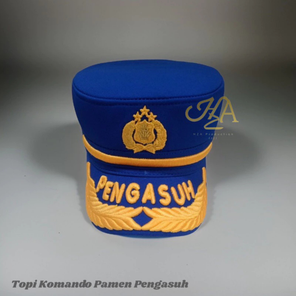 Topi Komando Pamen pengasuh biru/instruktur merah tegak Anti kusut by HZA