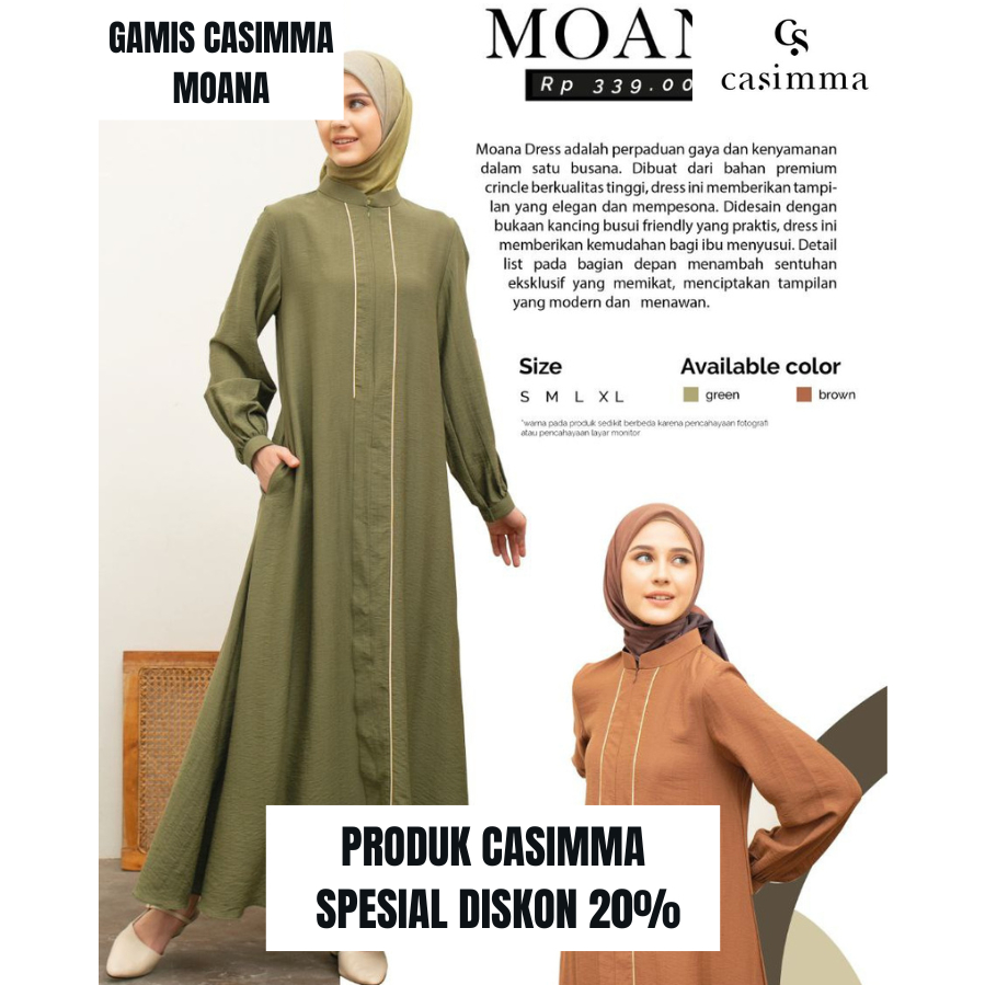 MOANA DRESS BY CASIMMA / CASIMMA MOANA DRESS TERBARU / GAMIS MOANA CANTIK / GAMIS CASIMMA DISKON / G