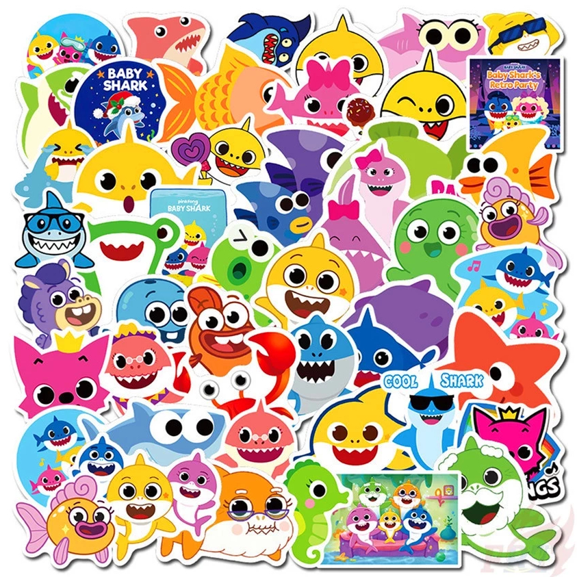 

Stiker Baby shark Sticker WaterProof Premium isi 24 pcs