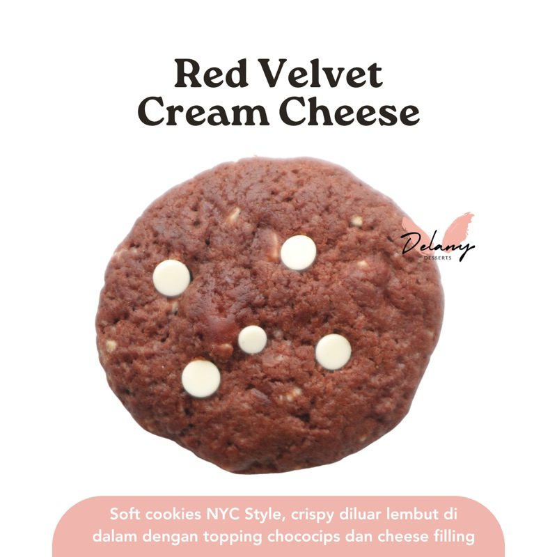 

Red Velvet Cream Cheese Soft Cookies Premium by Delany Desserts