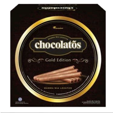 

Chocolatos Gold Edition Wafer Roll Kaleng 350 g