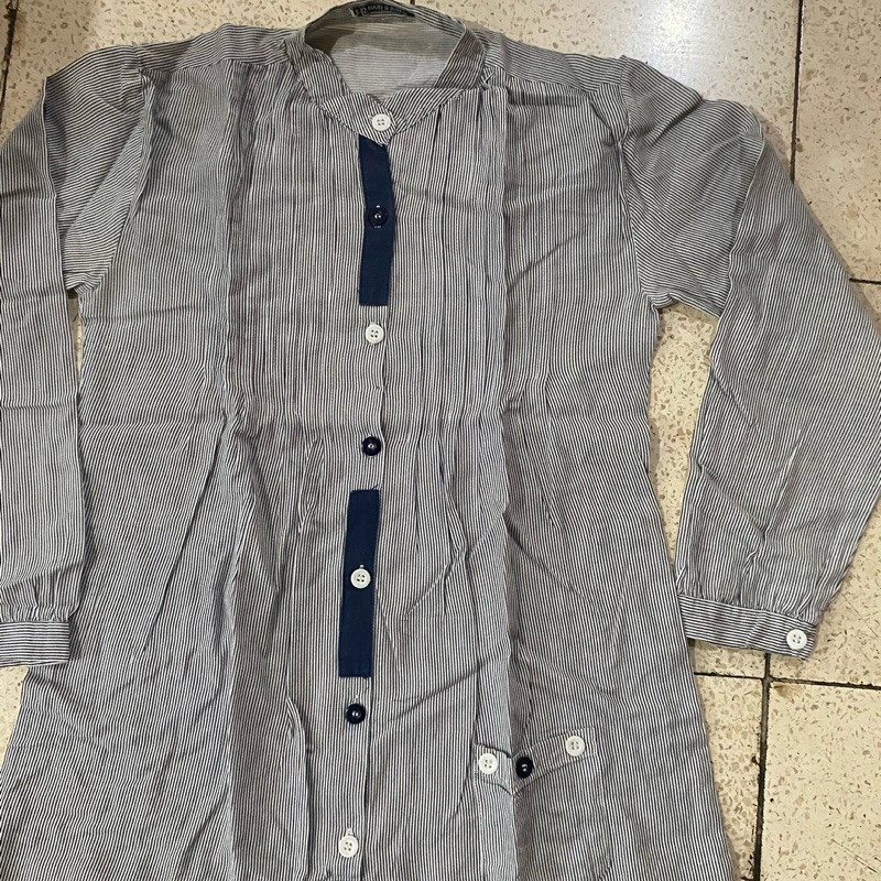 Tunik katun garis garis wanita blouse kemeja grey white atasan muslimah