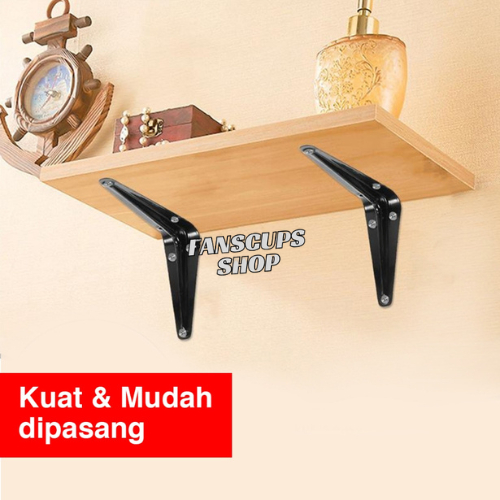 Breket Bracket Siku Besi L Dudukan Penyangga Rack Rak Papan Kayu Tempel Dinding Super Kuat