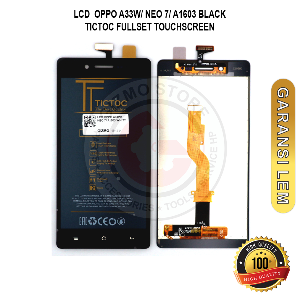 【ORIGINAL】LCD TOUCHSCREEN OPPO A33W/NEO 7/A1603 BLACK TICTOC