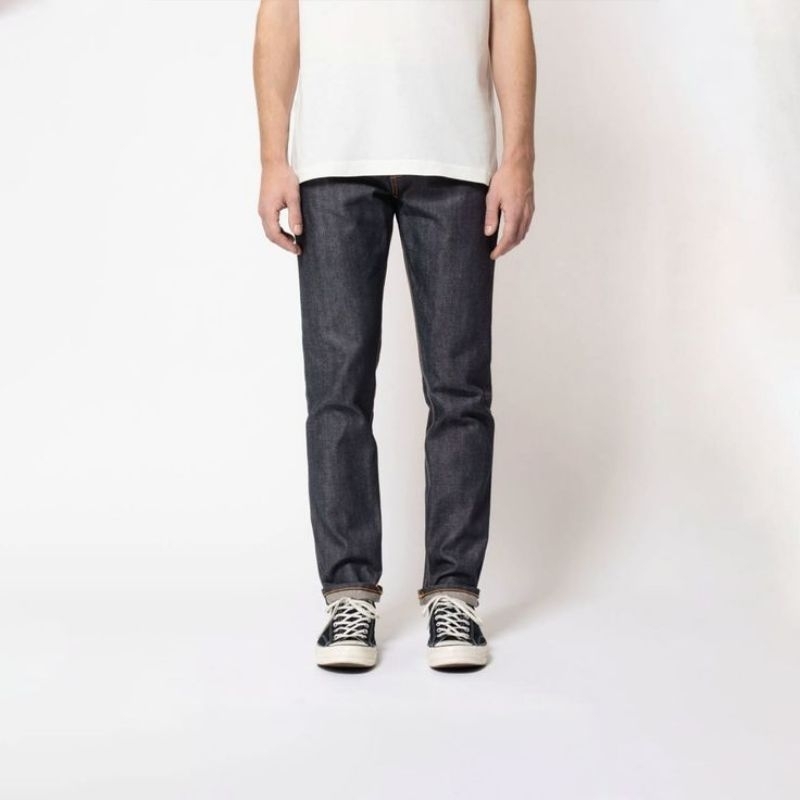 Celana Panjang Pria Selvedge Celana jeans Selvedge pria panjang Denim 15oz bahan kaku black indigo