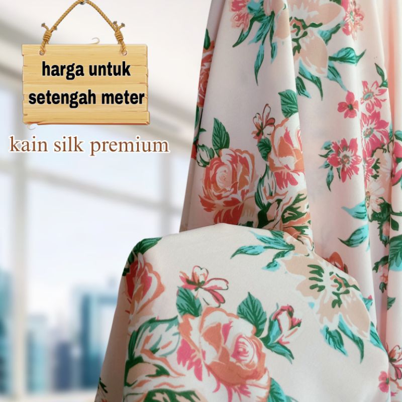 Kain Silk Premium Motif Bunga Terbaru Kain Silk Buat Mukena