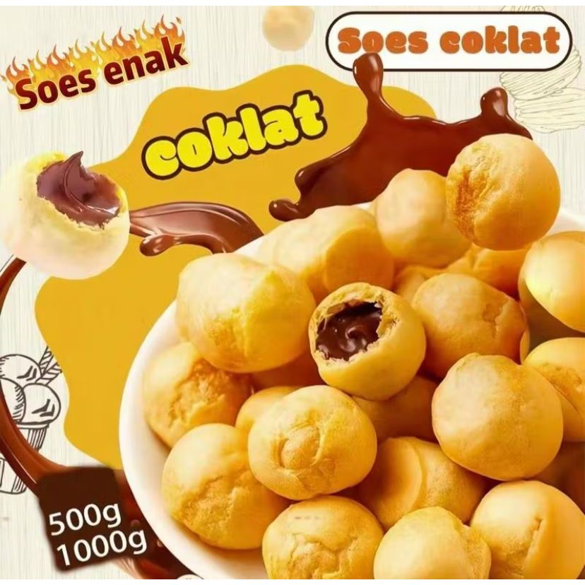 

Kue Soes Coklat ukuran 500g/1kg Kue Sus Kering lsi Coklat Soes Aneka Varian Rasa Soes lsi Coklat Kue Soes Kering Food Makanan ManisCamilan Enak Snack