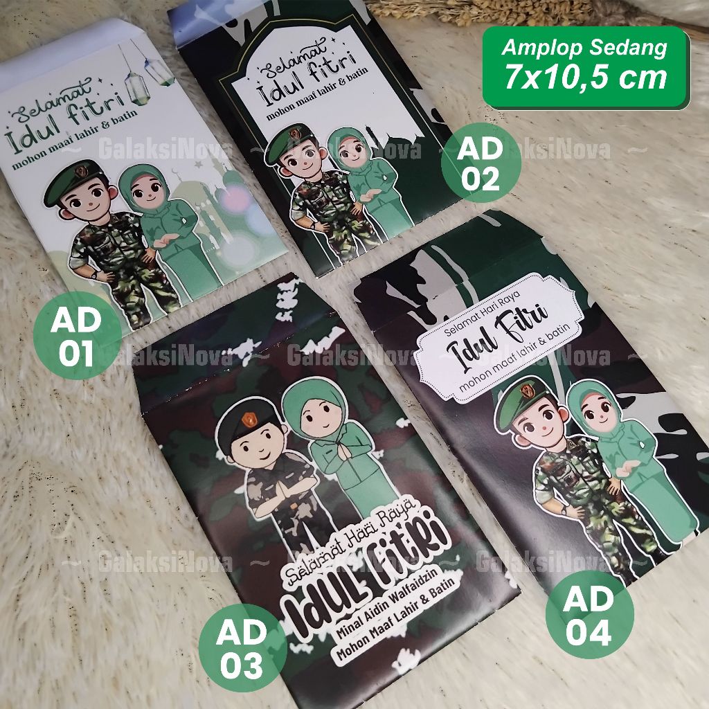 

AMPLOP LEBARAN TNI CUSTOM UKURAN SEDANG 7x10,5 cm | AMPLOP ANGPAO LEBARAN PERSIT TNI AD | AMPLOP LEBARAN TNI AD AL| AMPLOP TEMA PROFESI TNI DOKTER POLISI | AMPLOP LEBARAN TENTARA DINAS LORENG PERSIT JALASENASTRI PIA BHAYANGKARI