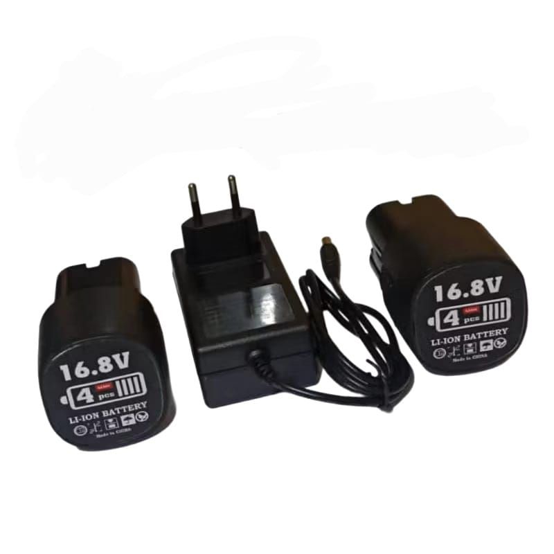 2BATERAI MESIN BOR CORDLESS 16.8VOLT LI-ION+CHARGER BATRE 16.8V LI-ION AST MUKETE JLD HILDA XENNON