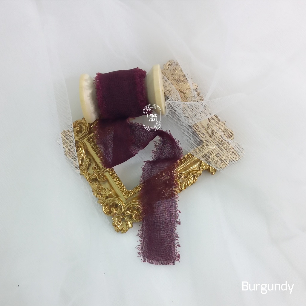 

Burgundy - Silk Ribbon / pita undangan wedding calligraphy hampers buket keepsake