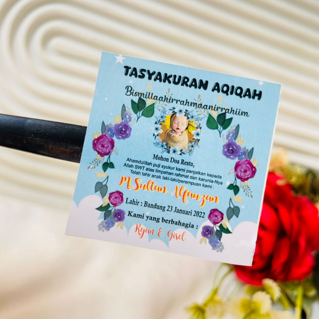 

Threemind Print Stiker Tasyakuran Aqiqah Bayi Sticker Syukuran Aqiqah Anak Bentuk Kotak Uk. Kecil