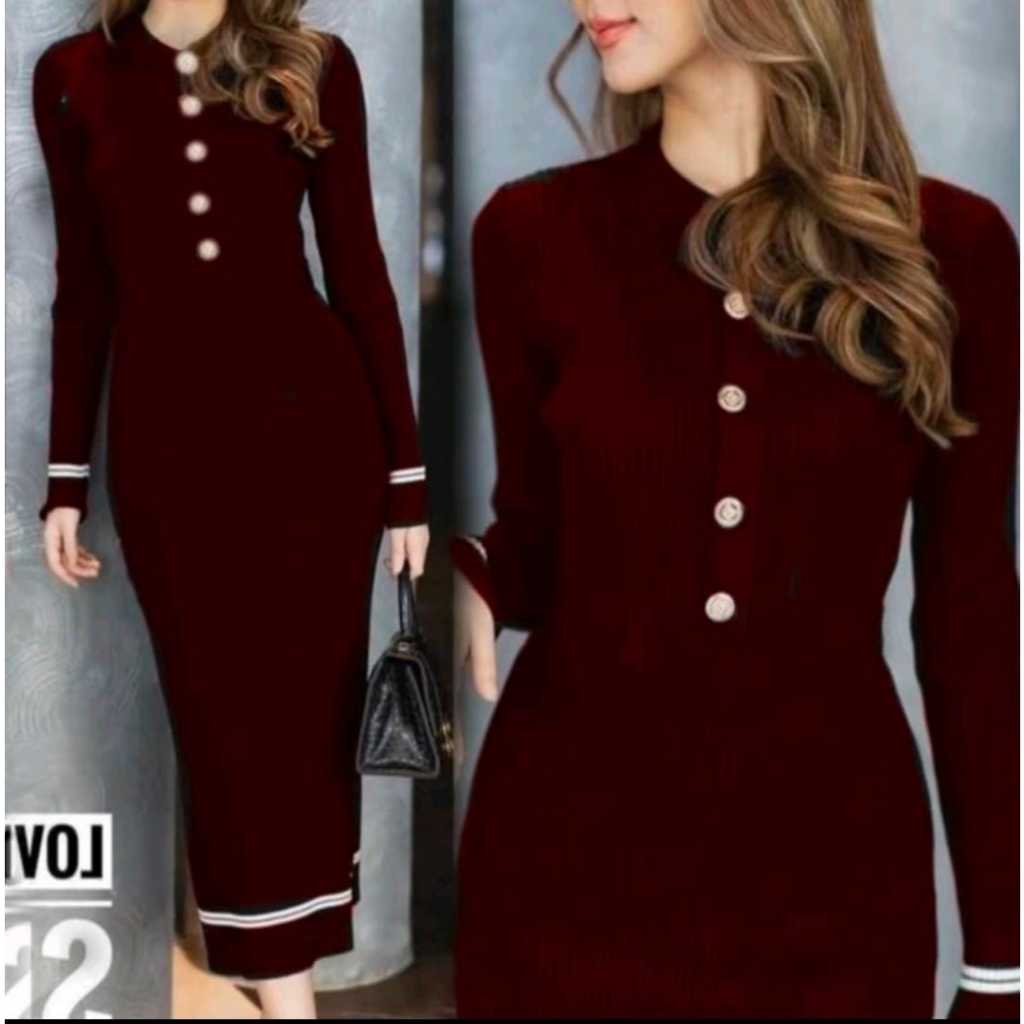 LONGDRESS SAKA RAJUT/DRESS BODYCON RAJUT