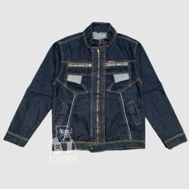 Jacket Jeans Zipper Garment Wash | Jaket Jeans Sleting Pria Biru Tua