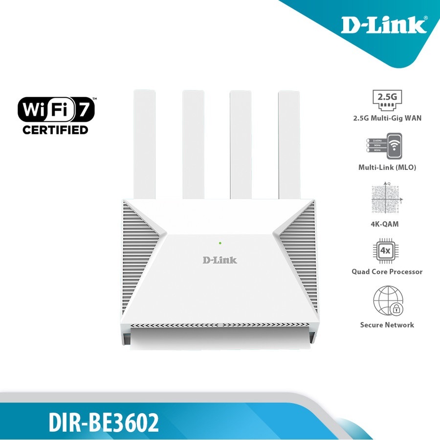 D-LINK DIR-BE3602 EXO Wi-Fi 7 BE3600 MESH WIRELESS MULTI-GIGABIT ROUTER