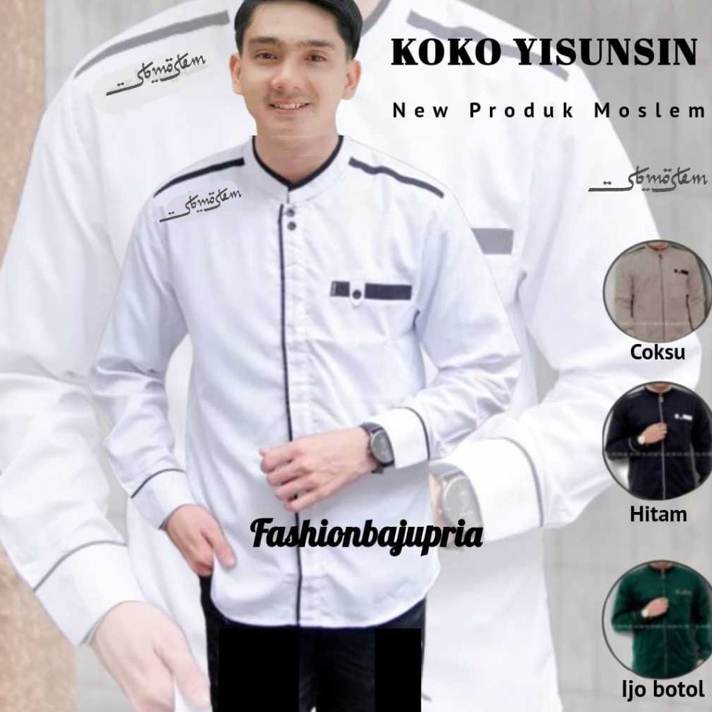 Baju Koko Muslim Original Lengan Panjang Motif Terbaru Baju Koko Warna Putih Lengan Panjang