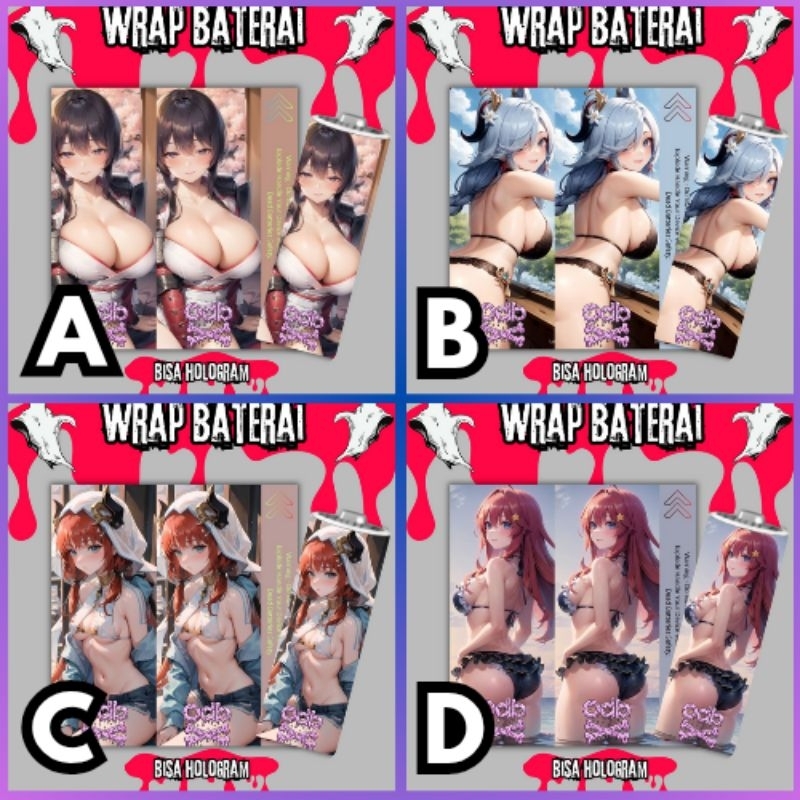 

Holdingskyy - Skin Stiker Wrap Baterai 18650 Motif Anime Waifu V3 Full Desain Untuk Melindungi Dan Mempercantik Baterai 18650 - Wrap Battery 18650 Full Motif