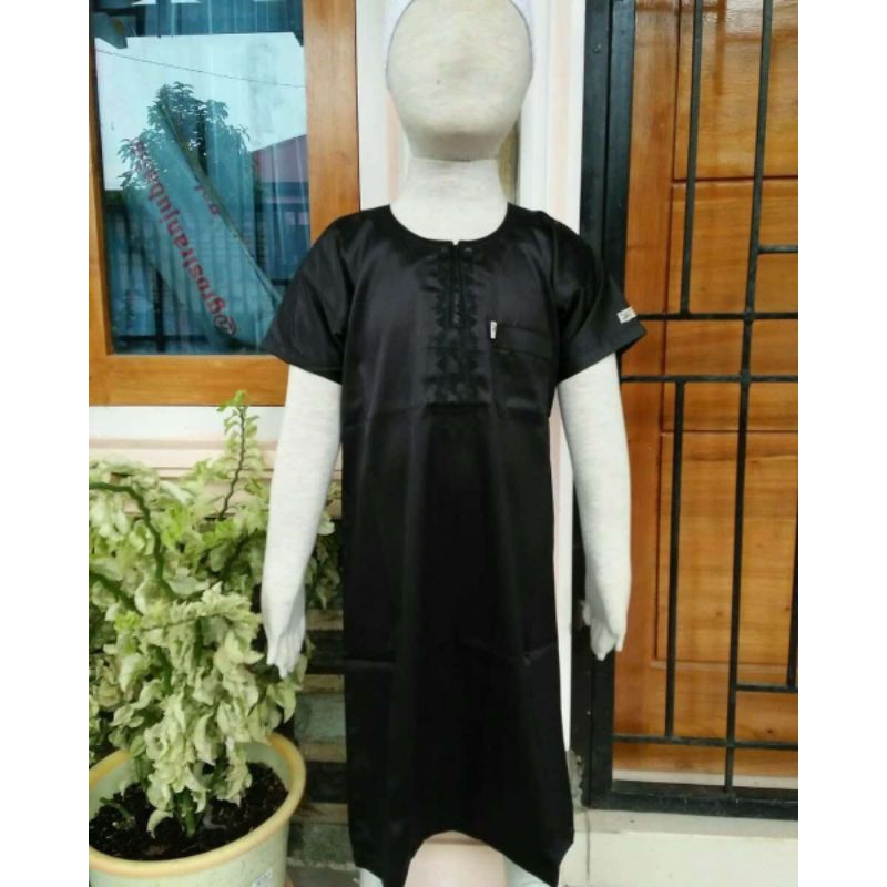 Jubah Gamis Anak IKAF HITAM Polyester Lengan Pendek Original Arab Saudi Bayi Balita 24 26 28 30 32 3