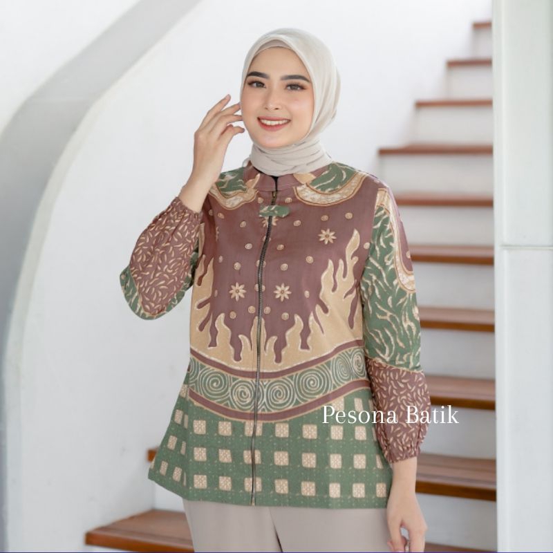 BATIK WANITA WARNA KOMBINASI ATASAN BLOUSE BLOUSE BATIK TUNIC BATIK WANITA MODERN BATIK TUNIK WANITA
