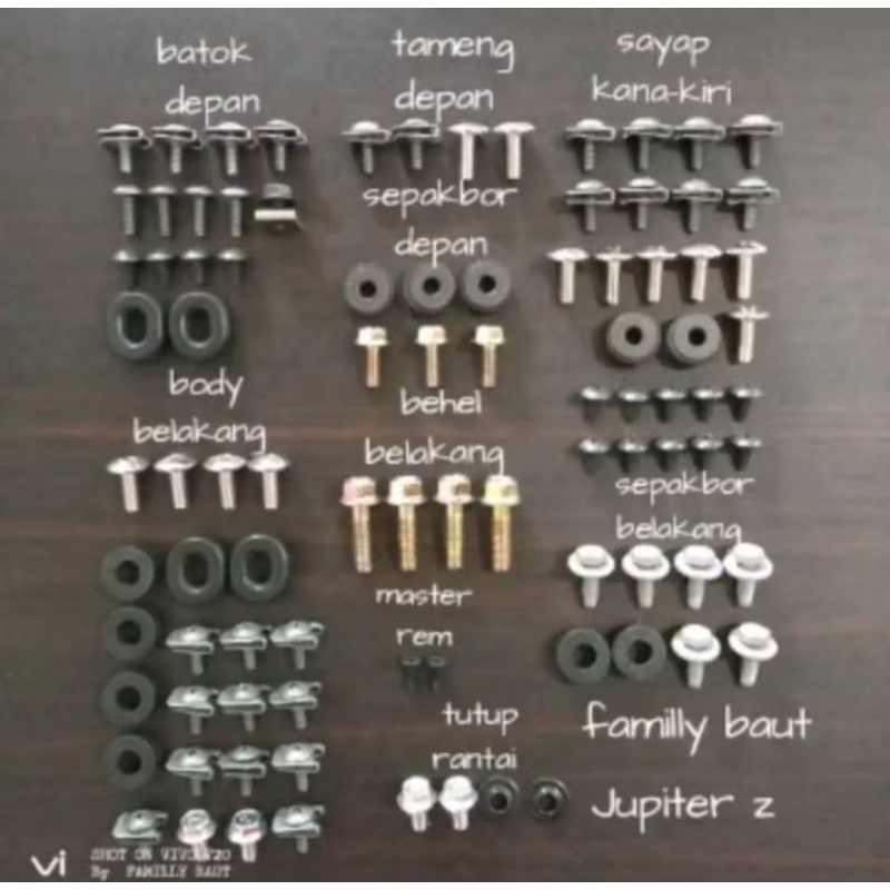 baut lengkap Jupiter z burhan.baut full set lengkap baut karet ring bos Jupiter z Burhan baut lengka