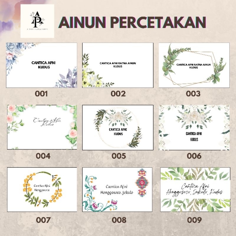 

AMPLOP MINI CUSTOM 50PCS (KODE 001-009)