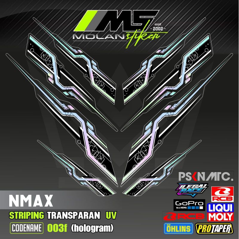Decal Sticker Striping Variasi Transparan Uv Nmax 155 Connected 2019-2023 Nmax Gen 2 Nmax 155 Abs Nm