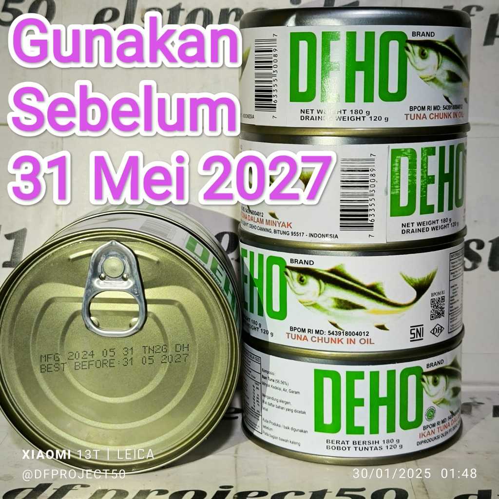 

DEHO Tuna Kaleng 180 gram Ikan tuna dalam kemasan chunk exp.31 MEI 2027