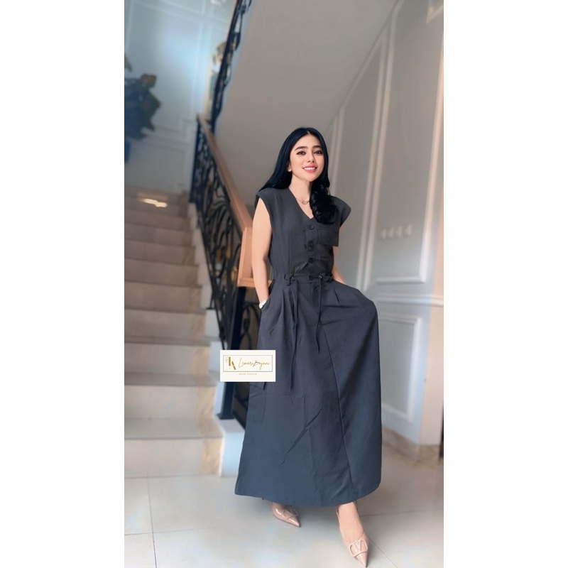 Anjani Maxi Dress Suede , Maxi dress bahan suede