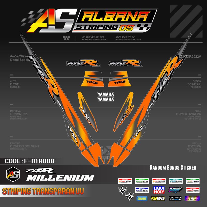 STRIPING TRANSPARAN YAMAHA F1ZR MILLENIUM/STICKER F1ZR /SS 110/SS TWO