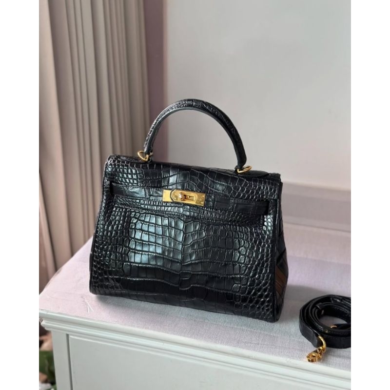 Tas Wanita Kulit Buaya Asli / Croco H.K 28 cm
