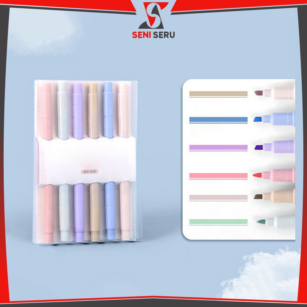 

Highlighter Set Isi 6pcs Double Tip Penanda Teks Polos / Spidol Pen Marker Dua Sisi Warna Pastel Peralatan Sekolah Siswa Seni Seru A116